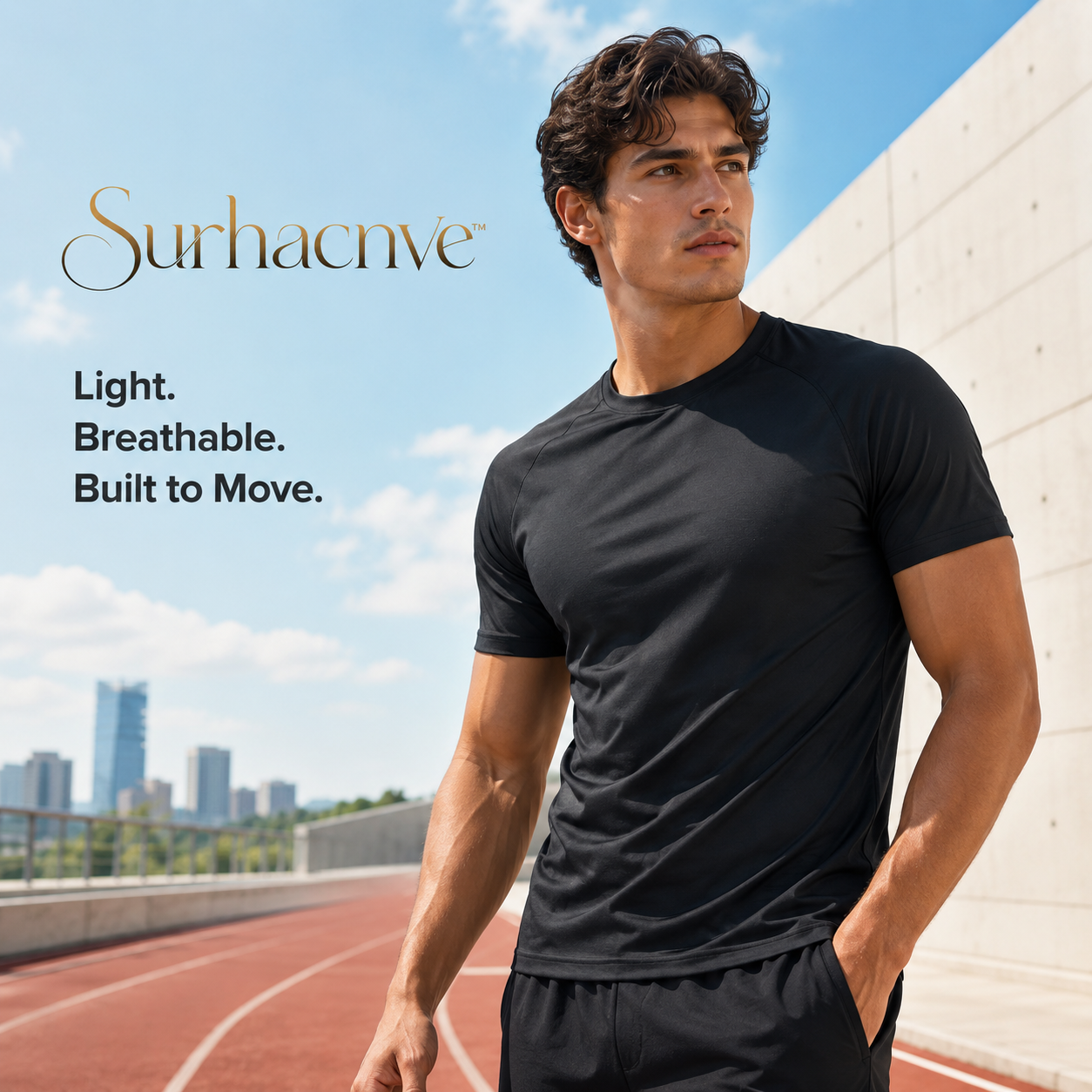 Surhacnve™ AxisForm Men’s Raglan Performance T-Shirt | Quick-Dry Workout Tee, Minimal Athletic Shirt, Stretch Training Top