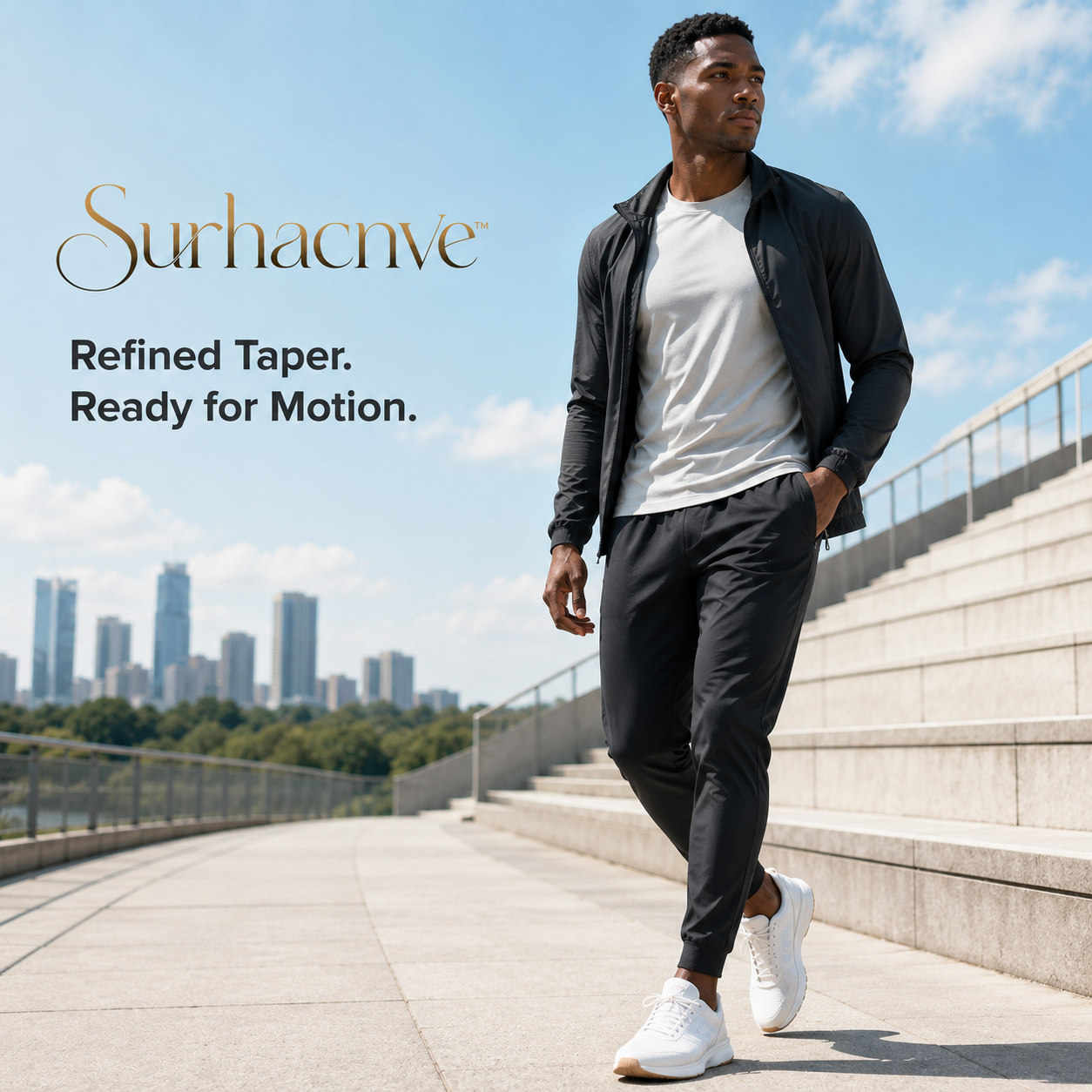 Surhacnve™ DriftLine Men’s Tapered Track Pants | Stretch Jogger Pants, Tapered Training Trousers, Minimal Athletic Bottoms